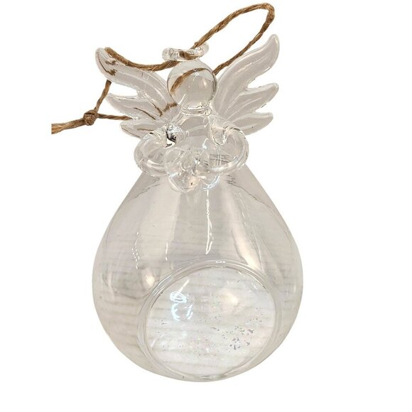 Blown Glass Angel Ornaments Holding a heart Set Of 2 Plant or Candle Holder Chri - Picture 9 of 11